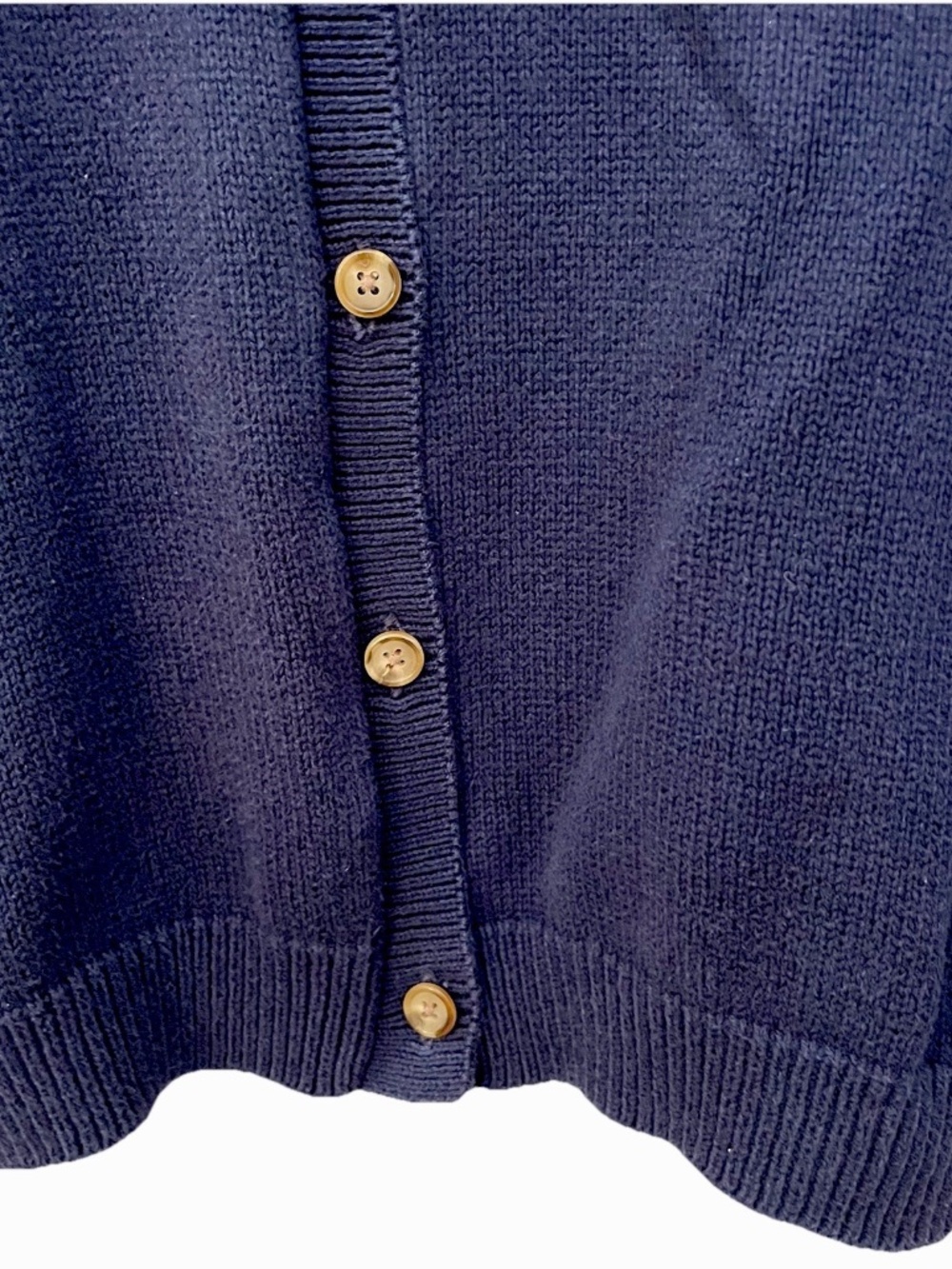 Lands' End  End Navy Cardigan Sweater Medium 100% Cotton Collar Oversized - Picture 5 of 10